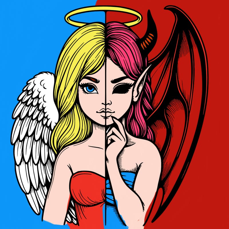 realistic angel half demon