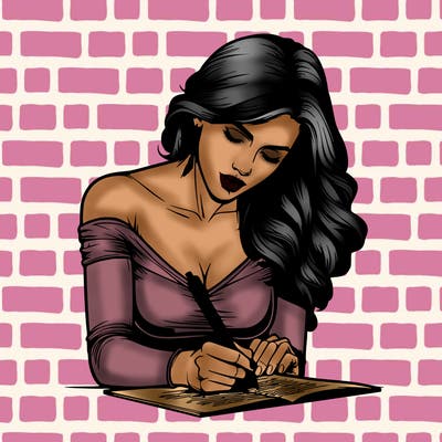 realistic female writing poetry