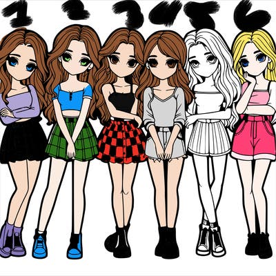 a group of girls realistic