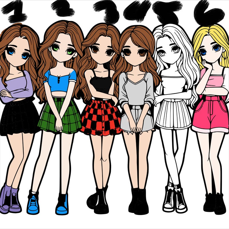 a group of girls realistic