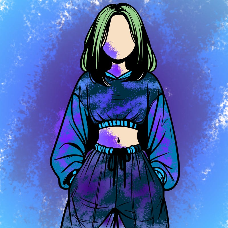 realistic girl faceless with baggy pants and a crop top