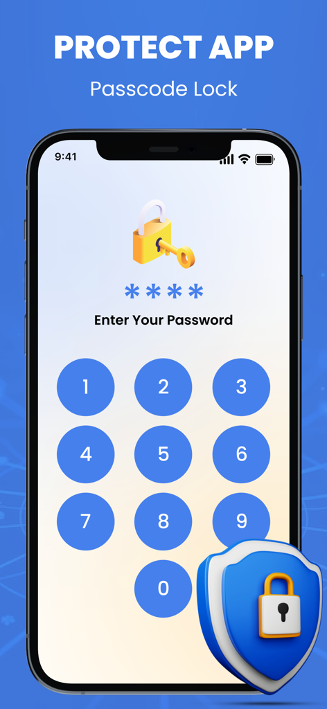 Un écran mobile montrant la fonction de verrouillage par code PIN de Dual Space Lite avec un clavier numérique et des icônes de sécurité.
