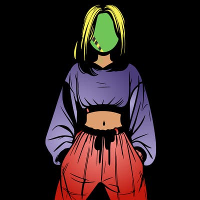 realistic girl faceless with baggy pants and a crop top