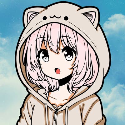 an anime girl with a kawaii hoodie on