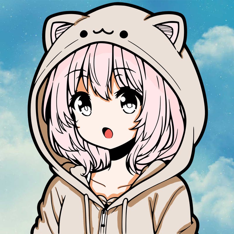 an anime girl with a kawaii hoodie on