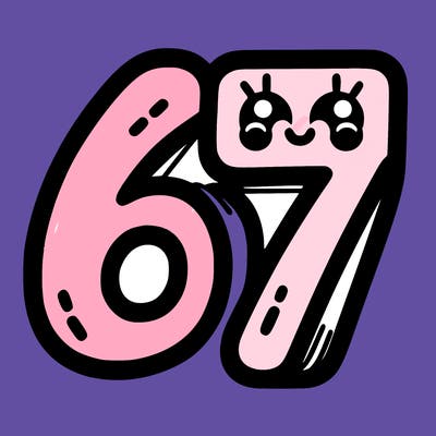 the numbers 67