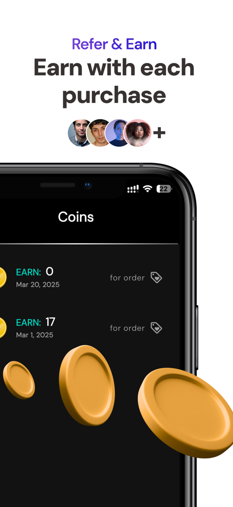 ZetSIM: Travel eSIM & Internet - ZetSIM app screen showing the refer and earn rewards program with gold coins