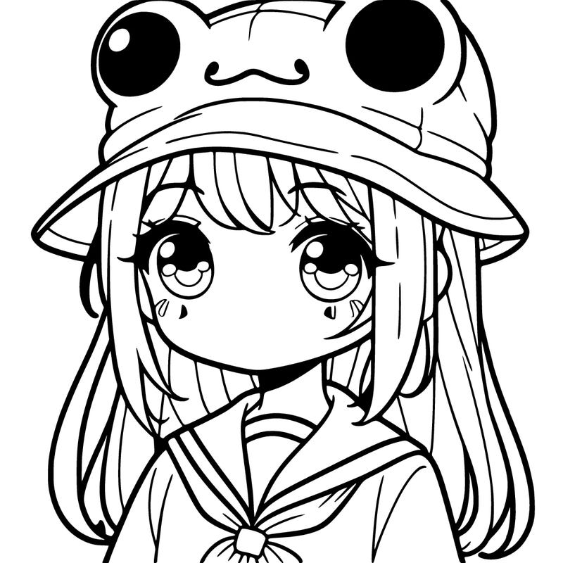 a girl with a frog hat