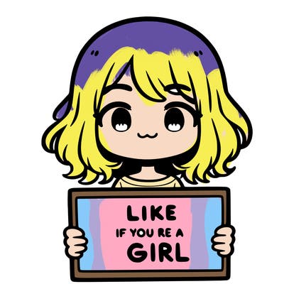 a cute girl holding a sign that says like if you’re a girl