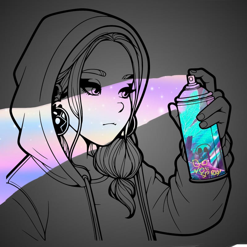 a realistic girl, spray painting