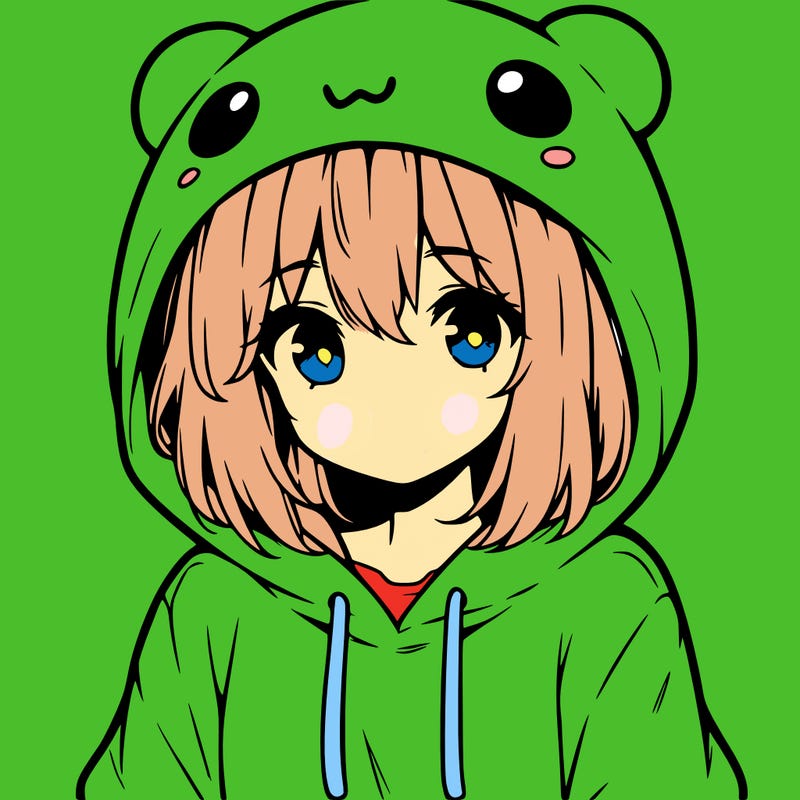 anime cute girl with hoodie