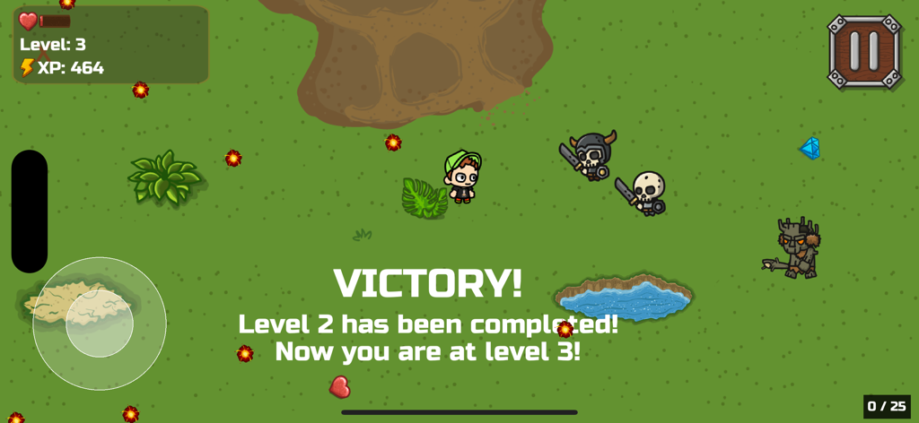 Bruno And Arishnev - Victory screen in the Bruno and Arishnev mobile game showing level 2 completion and transition to level 3.