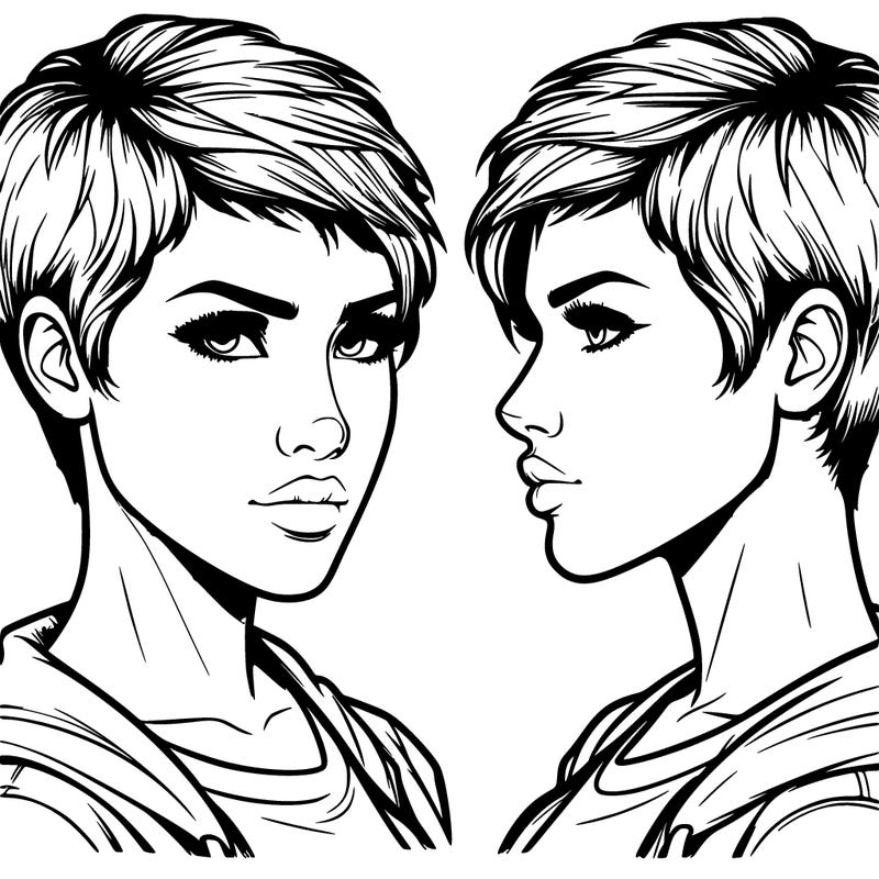 realistic woman rebel with short hair