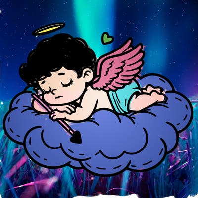 cupid asleep on a cloud