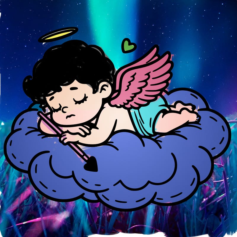 cupid asleep on a cloud