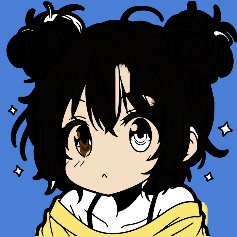 a manga girl with messy small buns