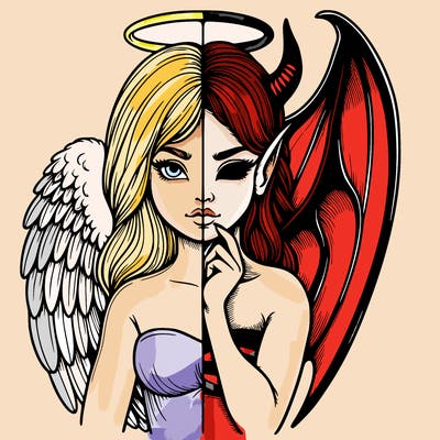 realistic angel half demon