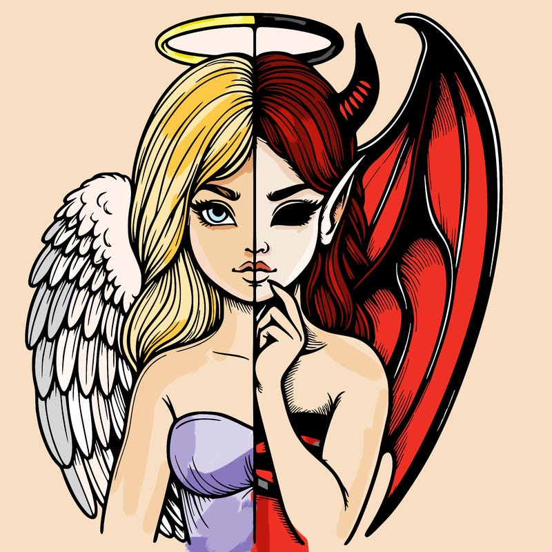 realistic angel half demon