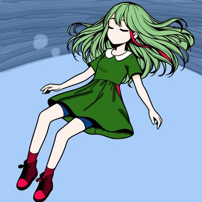 realistic girl floating