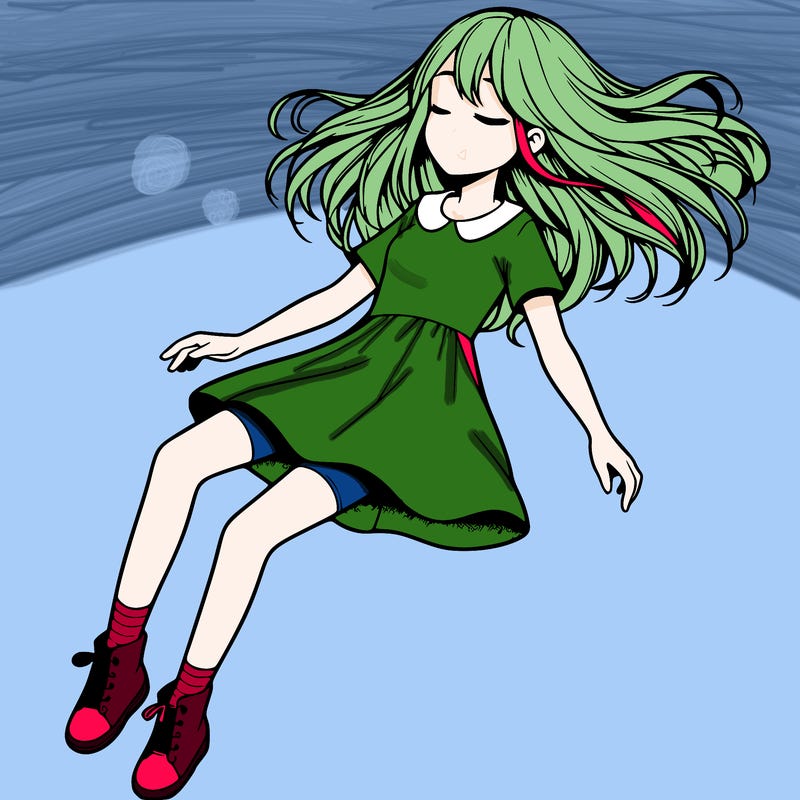 realistic girl floating