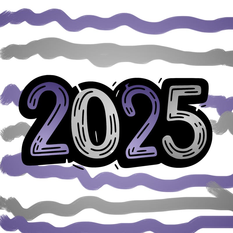 one line scrawled numbers sketch design “2025”