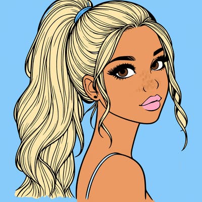 realistic pretty girl with high pony tail