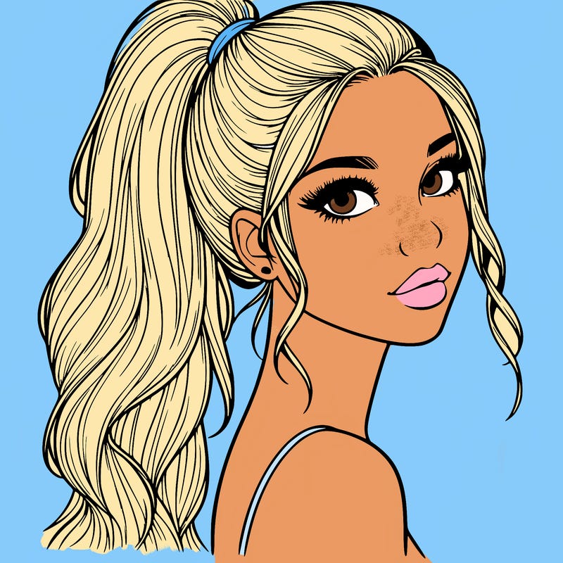 realistic pretty girl with high pony tail