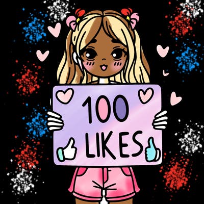 girl holding a sign saying 100 likes