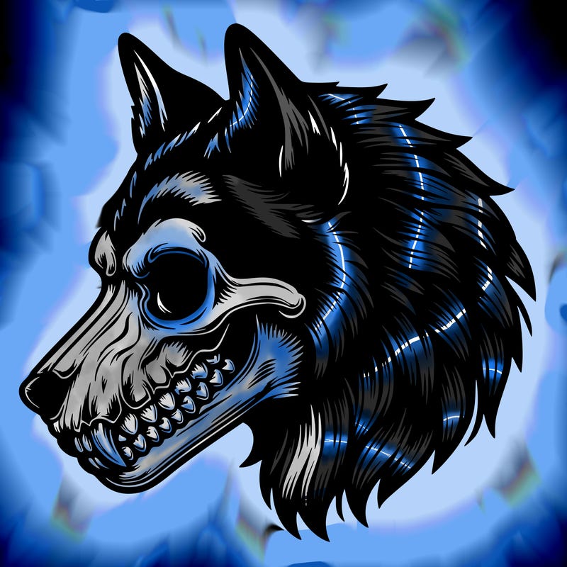realistic wolf with skull face
