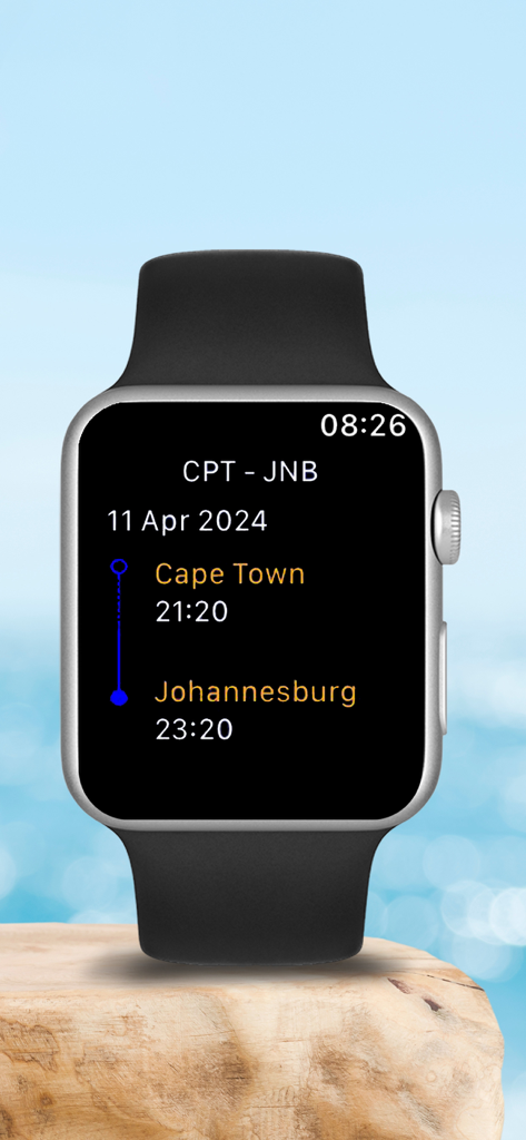 South African Airways - SAA flight itinerary from Cape Town to Johannesburg on an Apple Watch