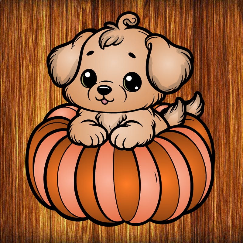 cute little puppy in a pumpkin
