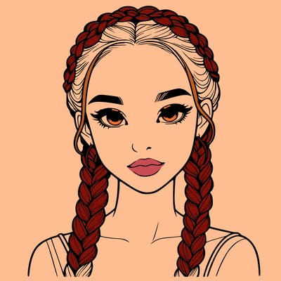 realistic girl with braids