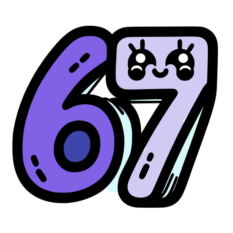 the numbers 67