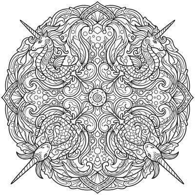 Discover a mesmerizing blend of mythical creatures and intricate patterns with our Sea Unicorn Mandala coloring page. This unique design offers a relaxing and creatively stimulating experience for all ages.