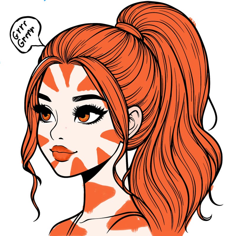 realistic girl with a high ponytail