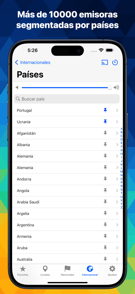 Internationale Radiosenderliste nach Land in der Radio FM App