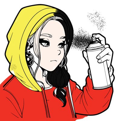 a realistic girl, spray painting