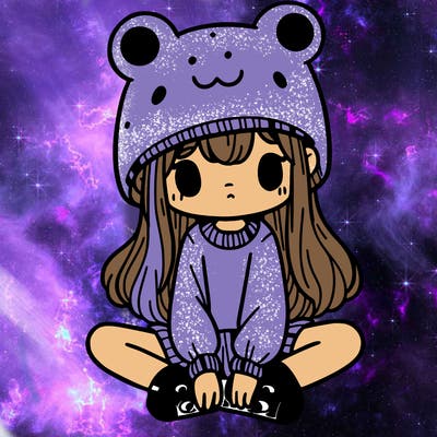 a girl wearing a frog hat and some frog socks