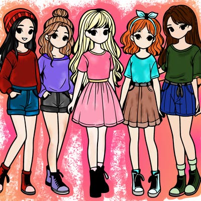 a group of five girls