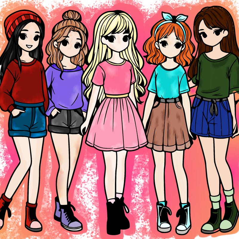 a group of five girls