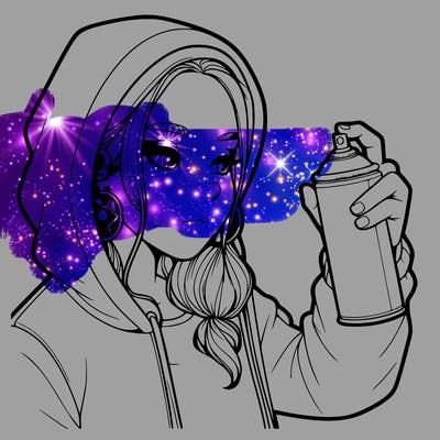 a realistic girl, spray painting