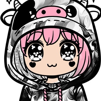 kawaii girl with cow hoodie