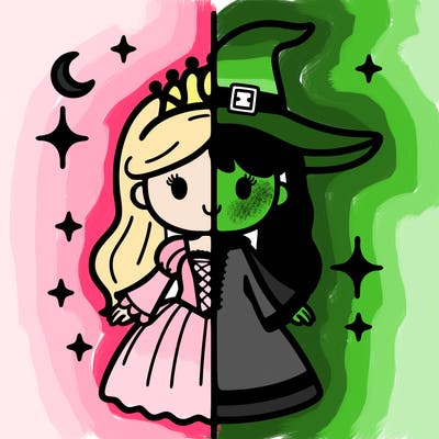 split princess and witch