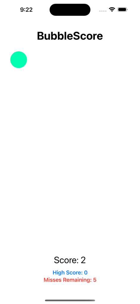 BubbleScore - BubbleScore gameplay screen featuring a green bubble and score trackers