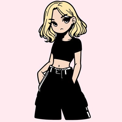 girl with crop top and baggy pants
