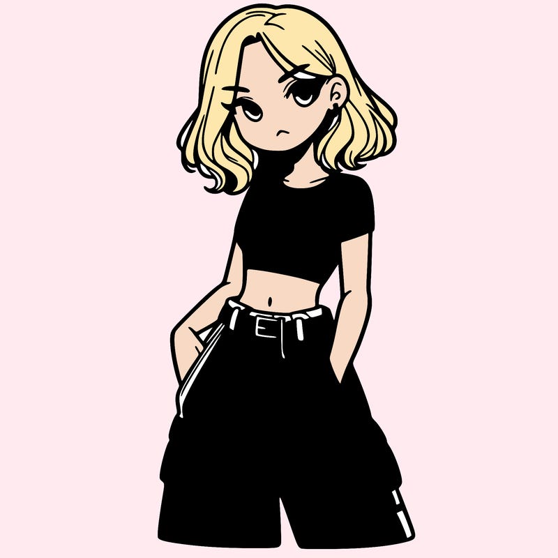 girl with crop top and baggy pants