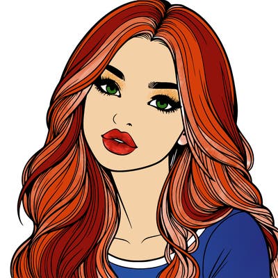 realistic girl with hair on her hair and lips