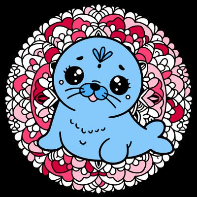 a cute baby seal mandala