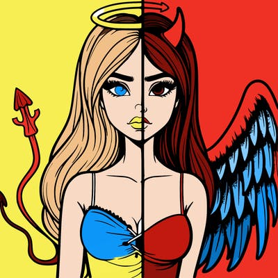 devil vs angel realistic girl