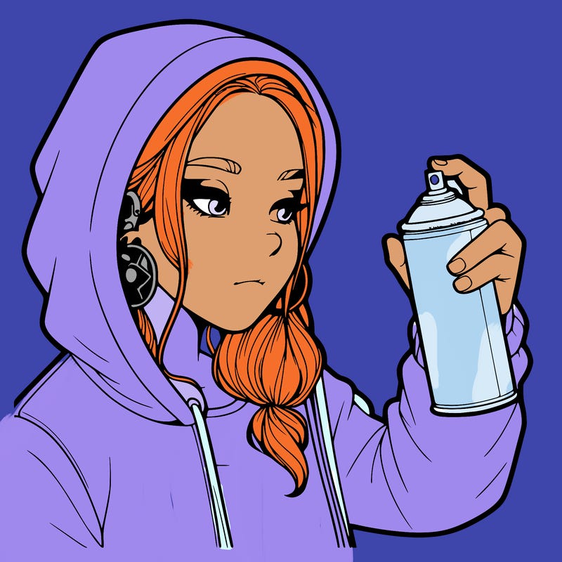 a realistic girl, spray painting